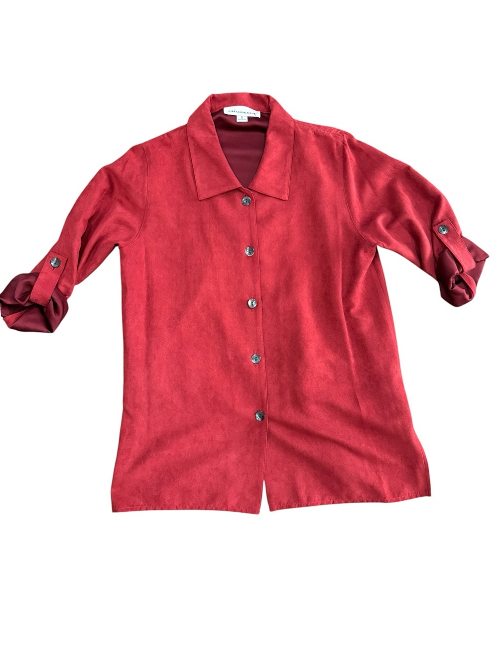 Caroline Rose Faux Suede Button-Down Shacket
Red Size Small